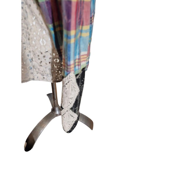 Gimmicks by BKE For The Buckle Boho Western Lace Crochet Plaid Shirt Top Sz M/L - Picture 4 of 7